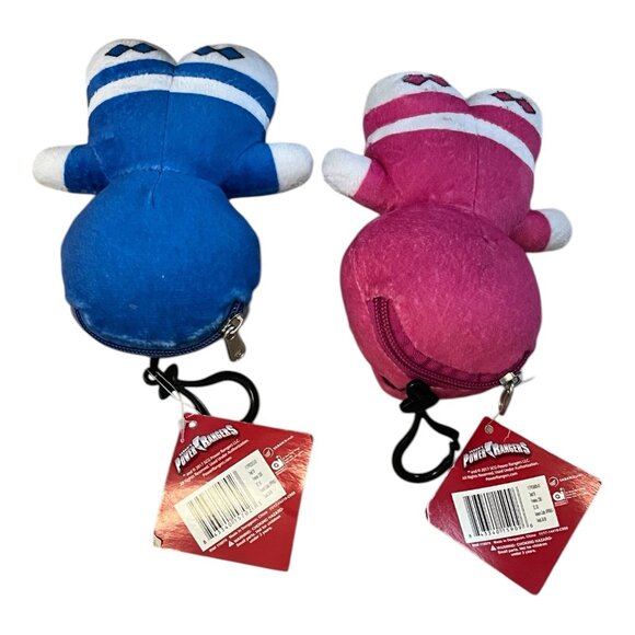 Power Rangers Pink & Blue Plush Clip-On Coin Pouch Set NWT - 2017 - Picture 3 of 3
